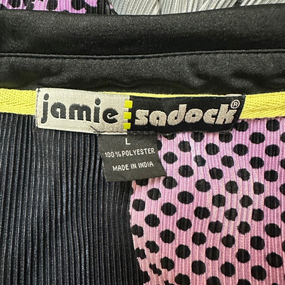Jamie Sadock Women's Sleeveless Golf Polo Shirt Abstract Purple Yellow Pleated L - Picture 6 of 10